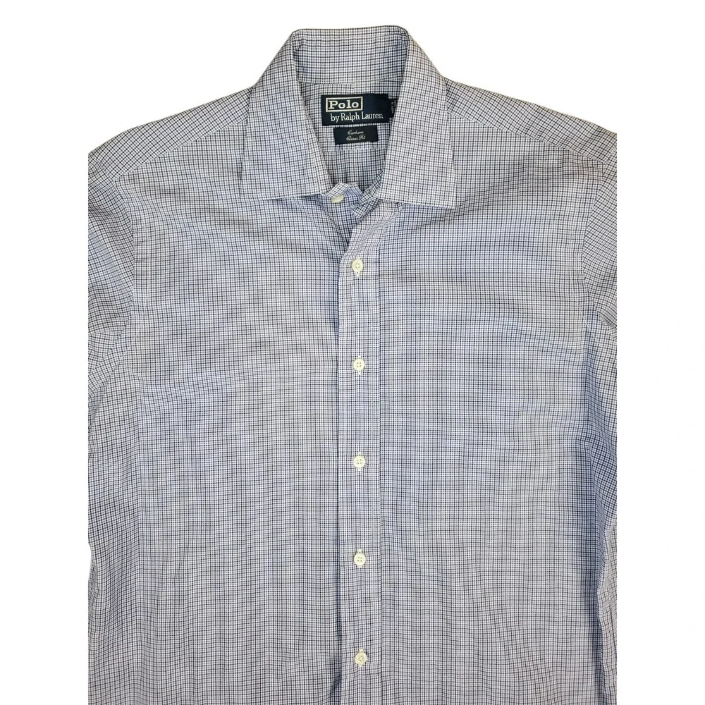 Polo Ralph Lauren Mens 14.5 33 Blue Plaid Classic Fit Button Up Shirt